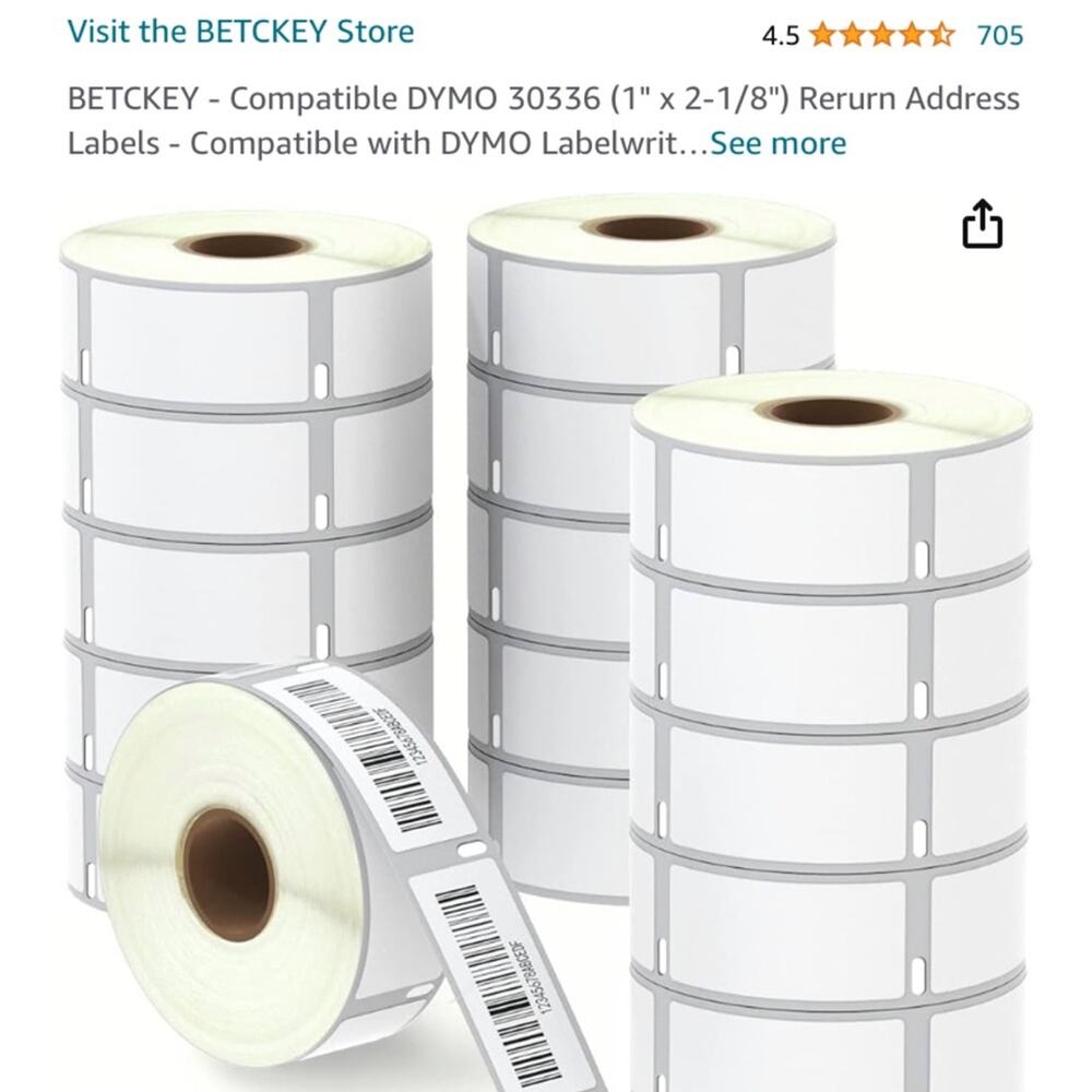 Betckey Compatible Dymo 30336 (1”x21/8”) Return Address Labels